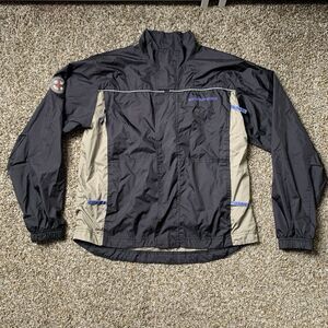 Women’s Riding Jacket Windbreaker Size Large Black Tan Vented Mountain Horse